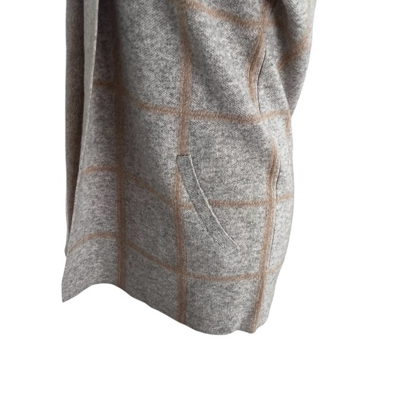 Max Studio 2-Ply Cashmere Sweater Cardigan Jacket Gray Peach Pockets Luxury S - Picture 3 of 8